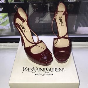 Cranberry Red YSL Strappy Tribute Heels